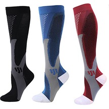 Kkt-scl 3 Çift Maraton Outdoor Spor Çorabı-siyah - Mavi - Kırmızı