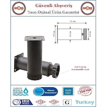 Metal Ayarlanabilir Koltuk - Mobilya - Baza Ayağı - 12cm - 2 Adet Siyah