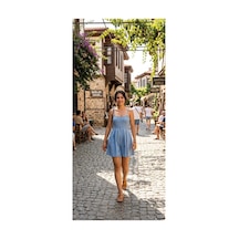 Zdnjeans Açık Mavi Denim Askılı Şort Tulum Buz Mavi