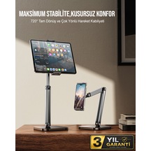 İpad Uyumlu Tablet Ve Telefon Tutucu Metal Masa Kelepçeli 360 Stand