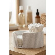 Modern Oluklu Banyo Organizeri - Çift Bölmeli Pamukluk Ve Kulak Çubuğu Kutusu Mermer Beyazı - 860009612 Mermer Beyazı