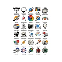 30 Adet Retro Bilimsel Deney Aletleri Sticker Seti - Laptop, Defter, Ajanda Çok Renkli