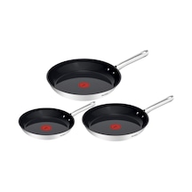 Tefal Duetto Tava Seti, 3 Parça. 20/24/28 Cm, Go Ceram Seramik Yapışmaz Kaplama, Termal Sinyal, Perçinli Sap, Her Türlü Sobaya Uygun, Paslanmaz Çelik, G766s334 Siyah