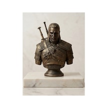 The Witcher Geralt Of Rivia Eskitme Bronz Görünümlü Büst - Dekoratif Oyuncu Masası Heykeli
