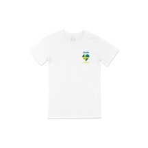 Stockholm İsveç Bayraklı Kalpli Cep Logo Tasarımlı Beyaz Tişört