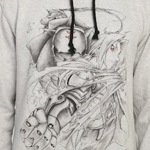 Bant Giyim - Fullmetal Alchemist Kapşonlu Erkek Sweatshirt Hoodie Gri