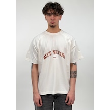 Zaee Blue Nevada Baskılı Oversize Tişört Beyaz