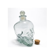5 Adet Cam Kurukafa İçki Şişesi 16 Cm Boy, Dekoratif Alkol Şişesi, Skull Bottle, Liquor Bottle Diğer