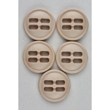 Büyük Akrilik Dikdörtgen Delikli Ten Kaban Çeket Hırka Yelek Düğmesi 5 Adet