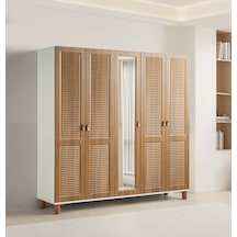 Pema Home Favori %100 Mdf Membran 5 Kapaklı Dolap Gardırop Ceviz