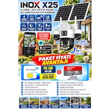 Inox X25 4 Lensli 4G eSIM Solar PTZ Güvenlik Kamerası Beyaz