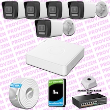 Provzen Hikvision 5 Kameralı Ip 1080p Colorvu Güvenlik Kamerası Mikrofonlu Olay Anında Bildirim