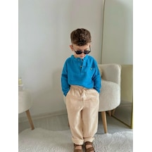 Minaz Baby Müslin Mevsimlik İkili Takım Mavi - Bej