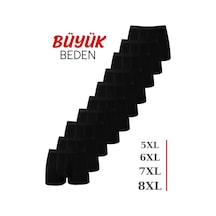 Hadpols Erkek Siyah Büyük Beden Boxer Pamuklu Likralı 10'lu Paket Dokulu Giysi Normal Bel Esnek Kumaş