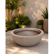 Bitkidunyam Fiberglas Oval120 Litre Taş Görünümlü Saksı -