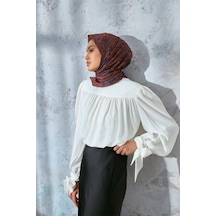 Silk Home Soft Pamuk Eşarp Kızıl Kahve Lacivert Taba Geometrik Desenli Hafif Dokulu 90x90 Çok Renkli