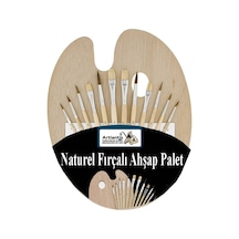 Ahşap Palet Oval Naturel 12 Li Resim Fırçası Seti 1 Paket Yuvarlak Ve Kesik Uçlu Boyama Fırçası Akrilik Yağlı Guaj Boya