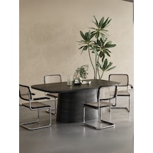 Barocco İtalyan Still Oval Ahşap Yemek Masası 100x180 Siyah