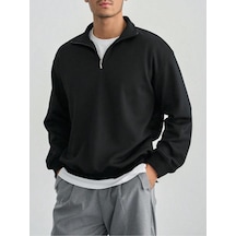 Altamira Erkek Bej Yarım Fermuarlı Oversize Polo Yaka Sweatshirt 001