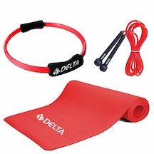 Delta- 10 mm Pilates Minderi 35 cm Pilates Çemberi Atlama İpi Seti