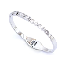 Bz 316l Çelik Zirkon Taşlı Kadın Spor Kelepçe Blz-348 Beyaz