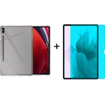 Forzacase Samsung Galaxy Uyumlu Tab S7+ Plus 12.4 İnch İçin Silikon Kılıf + Nano Esnek Ekran Koruyucu Fc013 Şeffaf