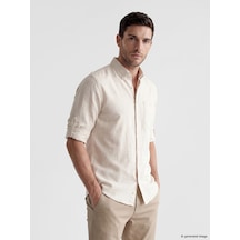 Lcwaıkıkı Classic Bej Regular Fit Keten Karışımlı Erkek Gömlek