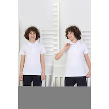 Modanino 2'li T-shirt Erkek Çocuk %100 Pamuk Okul Tarz 5-13 Yaş 12277 Beyaz
