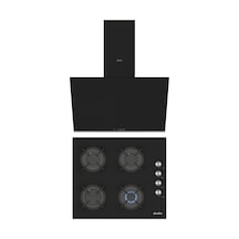 Simfer Siyah 2'li Cam Ankastre Set (3046 Ocak + 8727 Davlumbaz)