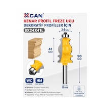 Dekoratif Kenar Profil Freze Ucu Rulmanlı 8x24x41x90 Mm