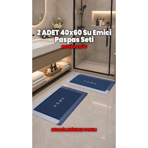 2 Adet 40x60 Ekstra Kalın Su Emici Kaymaz Taban Banyo Paspası Seti Mutfak Tezgah Önü Paspas - Muadillerinden Farklı Lacivert