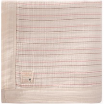 Kalın Biyeli Çift Kat Ham Battaniye 85x90 Cm Kiremit Çizgili Kiremit