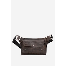 Dericlub Joymax Unisex Bodybag Çanta Gerçek Deri Croko Kahve