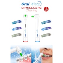 Oral White Orthodontic Cleaning Arayüz Fırçası Başlığı Diş Teli Olanlara Özel Dönen Başlıklı 2 Adet Yedek Başlık