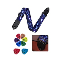 Midex Sr-11bl-pak Desenli Gitar Omuz Askısı Metal Capo 2 Pena Kutusu 6 Pena
