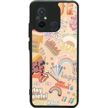 Xiaomi Redmi 12c Vintage Sticker Tasarımlı Glossy Telefon Kılıfı Çok Renkli