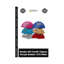 Özel Üretim Kaliteli Dekoratif Hediyelik Bambu Çift Taraflı Yelpaze Karışık Renkler 12'li Paket