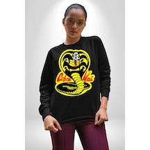Cobra Kai Karete Çocuk Yılan Logo Dizi Unisex Siyah Sweatshirt Siyah