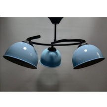Riolight Modern Üçlü Açık Mavi Başlık Metal Sarkıt Avize