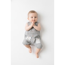 Tiffany Baby & Kids Müslin Natural Hemb Tasarımlı Atlet Tulum gri