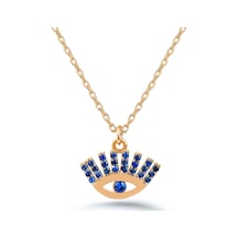 Kuyumcudukkani "kirpikleri Mavi Taşlı Göz"figürlü Kolye-37297-r-blu Rose Gold