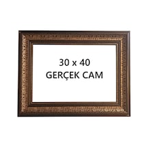 30x40 Poster Resim Evrak Çerçevesi Gerçek Cam Kahve Rengi Gold İşlemeli Çerçeve Kahverengi Gold
