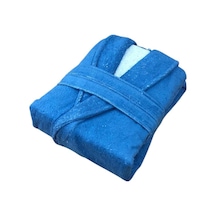 Royam Outlet İhracat Fazlası %100 Pamuklu Unisex Bornoz Mavi