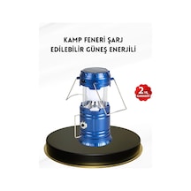 Solar Kamp Lambası Kızak Sistemli Şarjlı Taşınabilir Doğa Yürüyüşü Işığı Mavi