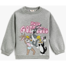 Koton Looney Tunes Baskılı Sweatshirt Lisanslı Yarım Balıkçı Yaka Uzun Kollu Gri 3wkg10656ak 3WKG10656AK031 Gri