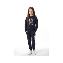 Fyk Kids Kız Çocuk Yuvarlak Yaka Baskılı Eşofman Takımı Lacivert