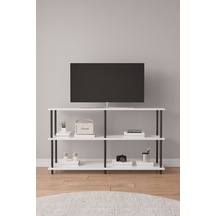 Çevir Kur 150 Cm Beyaz Raflı Tv Sehpası, Tv Ünitesi 150 75 29 Cm Beyaz