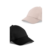 Unisex Siyah ve Taş Rengi 2'li Beyzbol Şapka Seti - Unisex Siyah - Taş Rengi