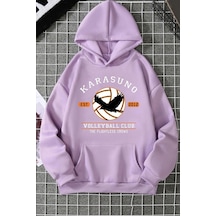 Karasuno Baskılı Sweatshirt Lila