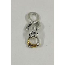 Fubena İki Renkli Hareketli Maymun Sallantılı Charm Gümüş